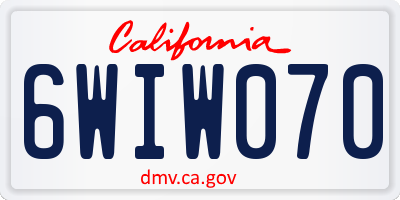 CA license plate 6WIW070