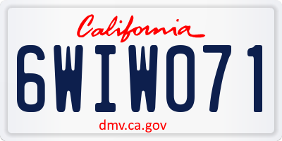CA license plate 6WIW071