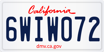 CA license plate 6WIW072