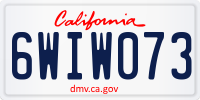 CA license plate 6WIW073