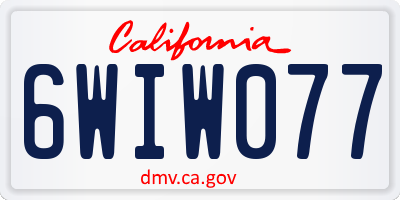 CA license plate 6WIW077