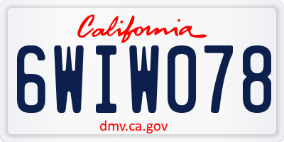 CA license plate 6WIW078