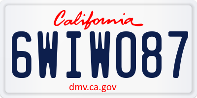 CA license plate 6WIW087