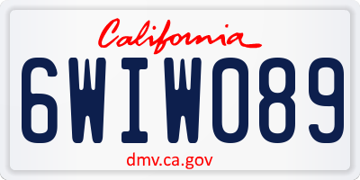 CA license plate 6WIW089