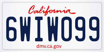 CA license plate 6WIW099