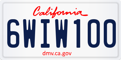 CA license plate 6WIW100