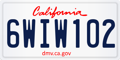 CA license plate 6WIW102