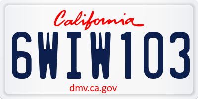 CA license plate 6WIW103