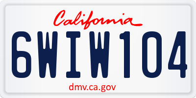 CA license plate 6WIW104