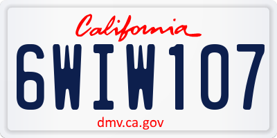 CA license plate 6WIW107