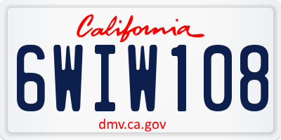CA license plate 6WIW108