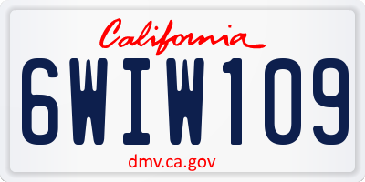 CA license plate 6WIW109