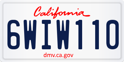 CA license plate 6WIW110