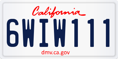 CA license plate 6WIW111