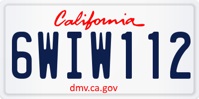 CA license plate 6WIW112