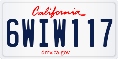 CA license plate 6WIW117