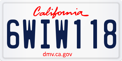 CA license plate 6WIW118