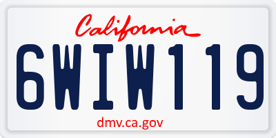 CA license plate 6WIW119