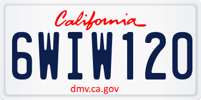 CA license plate 6WIW120