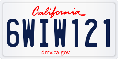 CA license plate 6WIW121