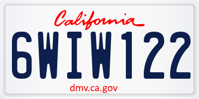 CA license plate 6WIW122