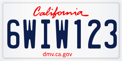 CA license plate 6WIW123