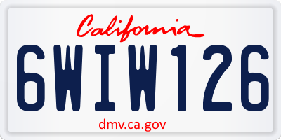 CA license plate 6WIW126