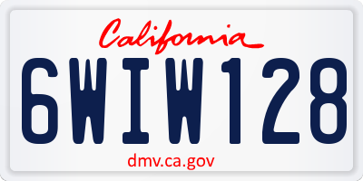 CA license plate 6WIW128
