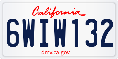 CA license plate 6WIW132