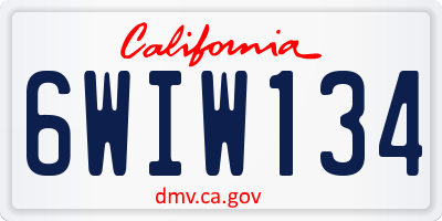 CA license plate 6WIW134
