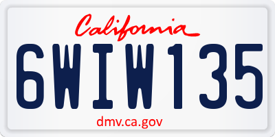 CA license plate 6WIW135