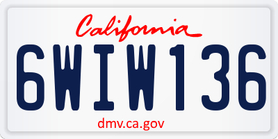 CA license plate 6WIW136