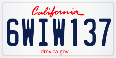 CA license plate 6WIW137