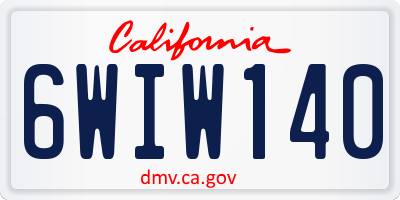 CA license plate 6WIW140
