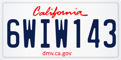 CA license plate 6WIW143
