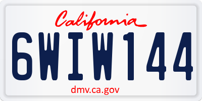 CA license plate 6WIW144