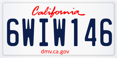 CA license plate 6WIW146