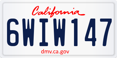 CA license plate 6WIW147
