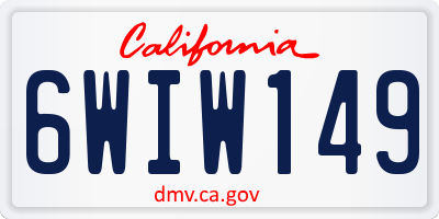 CA license plate 6WIW149