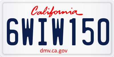 CA license plate 6WIW150