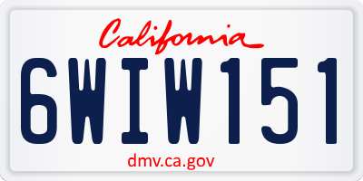 CA license plate 6WIW151