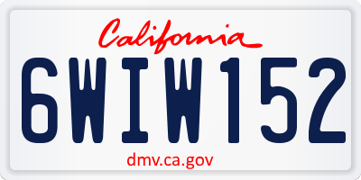 CA license plate 6WIW152