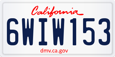 CA license plate 6WIW153