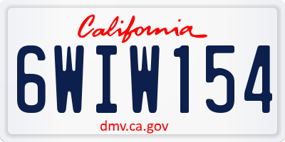 CA license plate 6WIW154