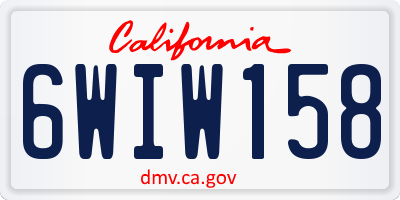 CA license plate 6WIW158