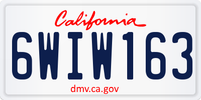 CA license plate 6WIW163