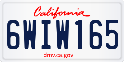 CA license plate 6WIW165