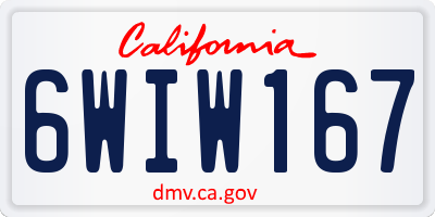 CA license plate 6WIW167