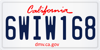 CA license plate 6WIW168
