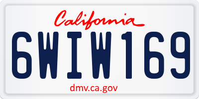 CA license plate 6WIW169